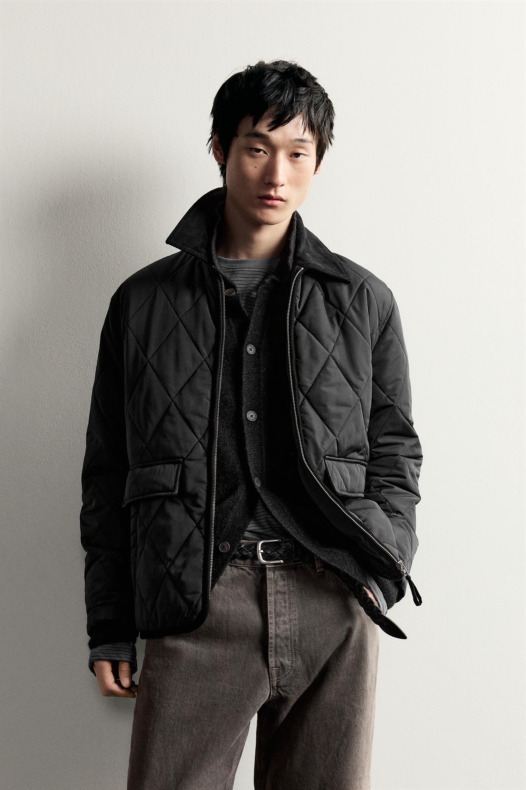 コンビジオメトリックキルティングジャケット - ブラック | ZARA Japan