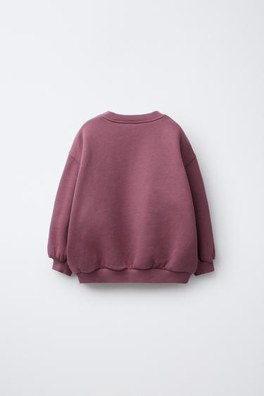 EMBROIDERED SWEATSHIRT - Burgundy by Zara - Image 1