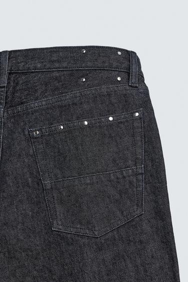 RELAXED FIT JEANS WITH STUDS - Indigo by Zara - Image 8