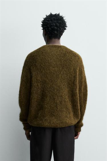 PULL EN FIBRE D'ALPAGA MÉLANGÉE - Vert olive de Zara - Image 2