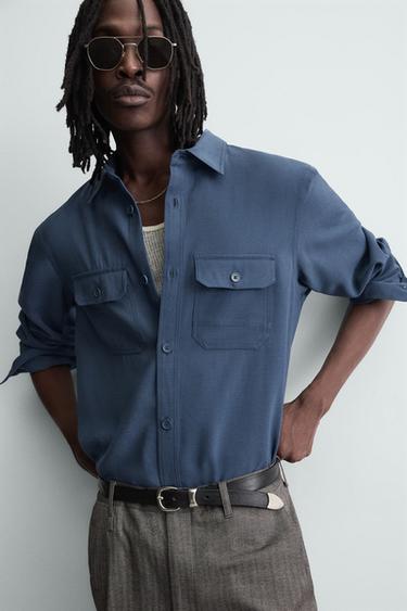 FLOWING SHIRT WITH POCKETS - Blue by Zara - Image 4