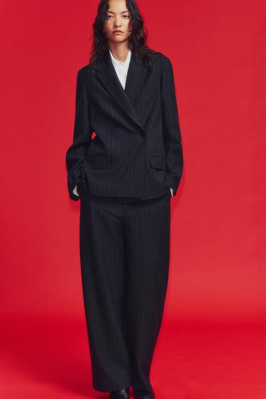 ZW COLLECTION STRIPED BARREL PANTS — Gray 2