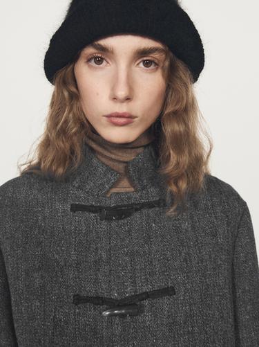 Zara Mid-length coat with horn toggle - Gray
