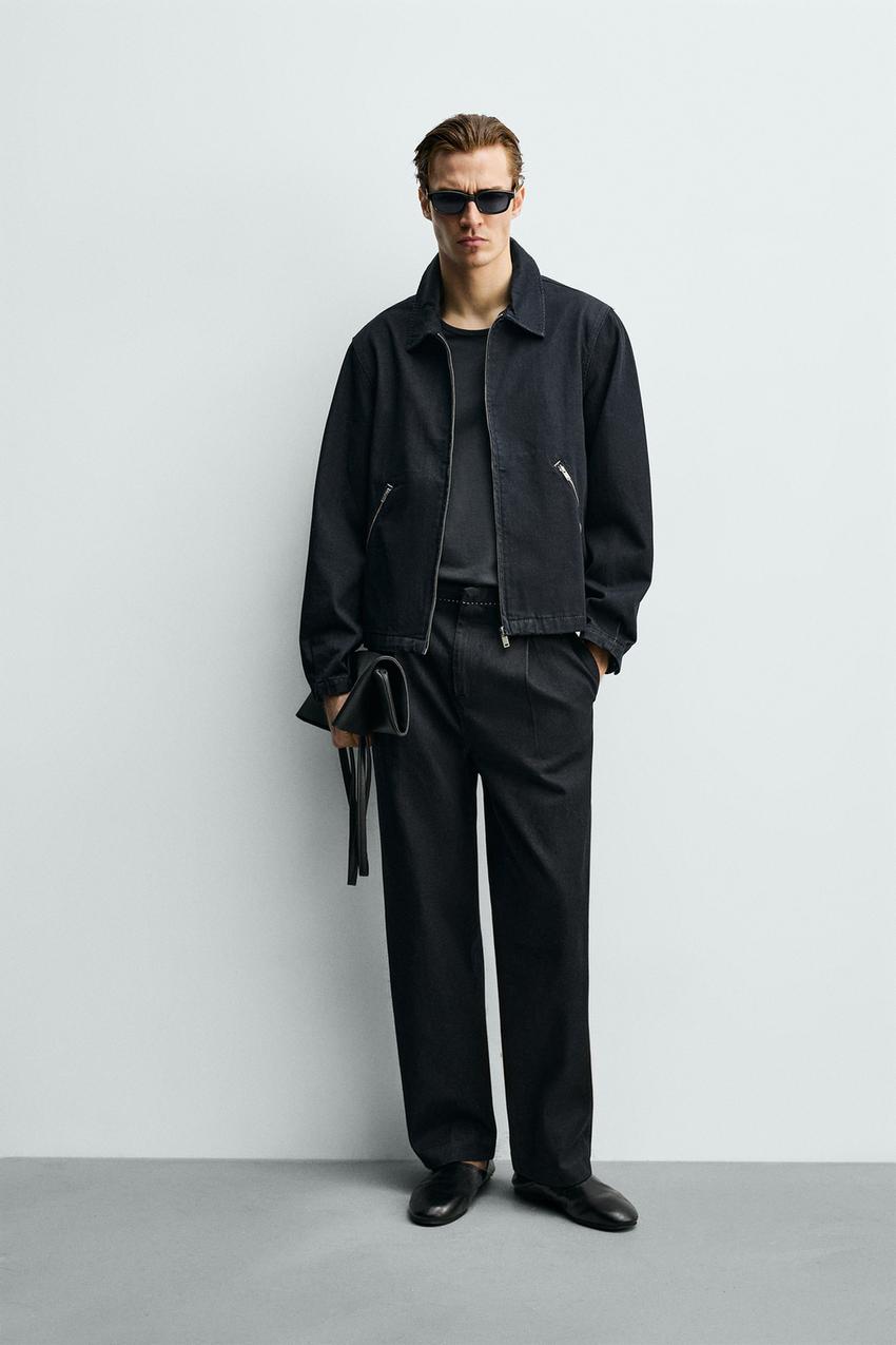 ZARA CONTRAST TOPSTITCH DENIM JACKET