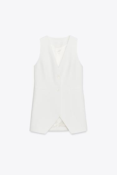 Zara ZW COLLECTION FITTED VEST - Ecru