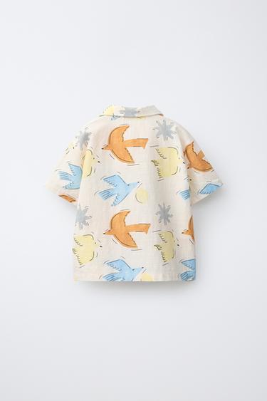 BIRD PRINT SHIRT - Light beige by Zara - Image 1