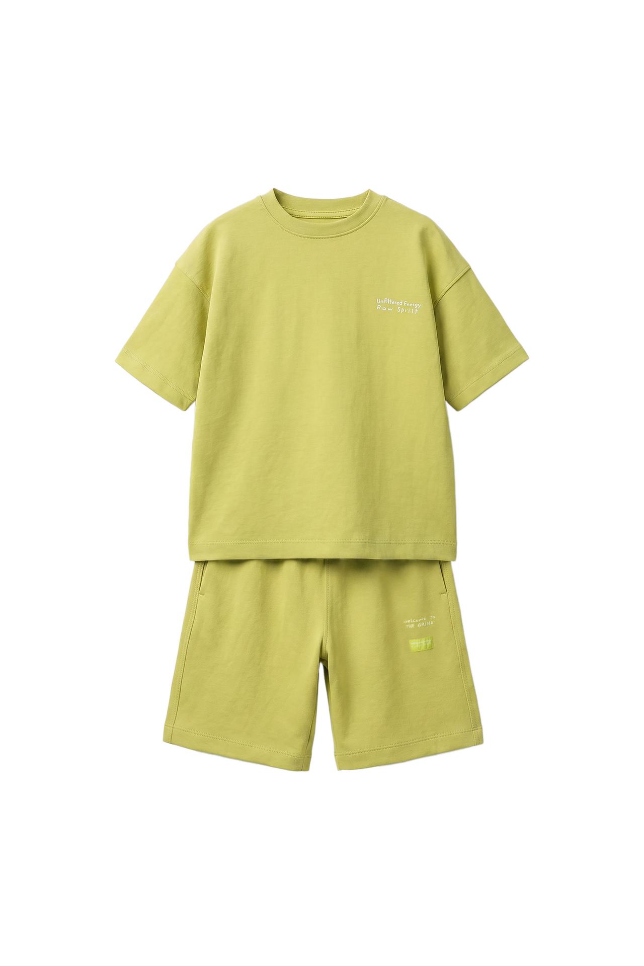 INTERLOCK T-SHIRT AND BERMUDA SET — Pistachio
