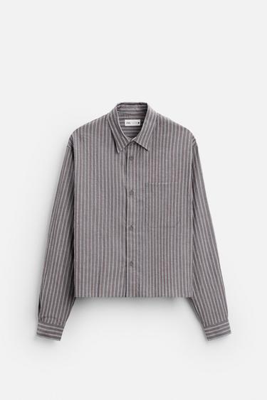 Zara STRIPED CROPPED FIT SHIRT - striped