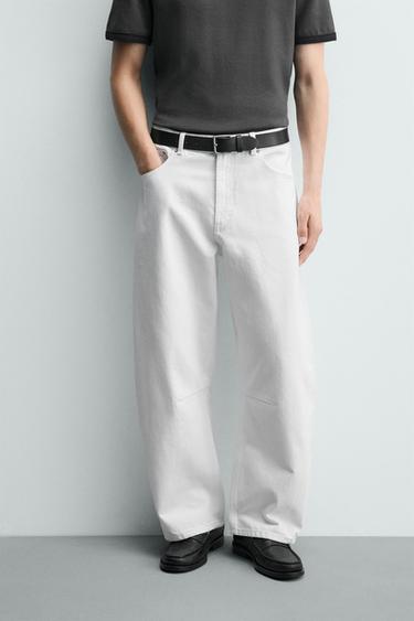 BARREL FIT TROUSERS - White by Zara