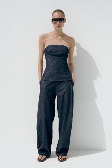 TRF DENIM BANDEAU TOP - Dark indigo by Zara - Image 0
