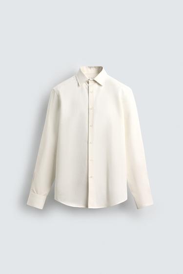 CAMISA ESTRUCTURA ALGODÓN - LINO - Crudo de Zara