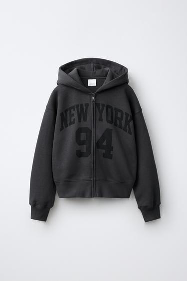 SUDADERA CAPUCHA ESTAMPADO - Gris antracita de Zara