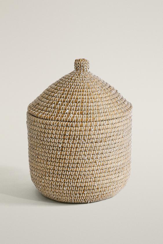 ROUND BASKET WITH LID - Light beige by Zara - Image 0