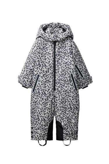 Zara WATER RESISTANT AND WINDPROOF ANIMAL PRINT LONG JUMPSUIT - Light gray