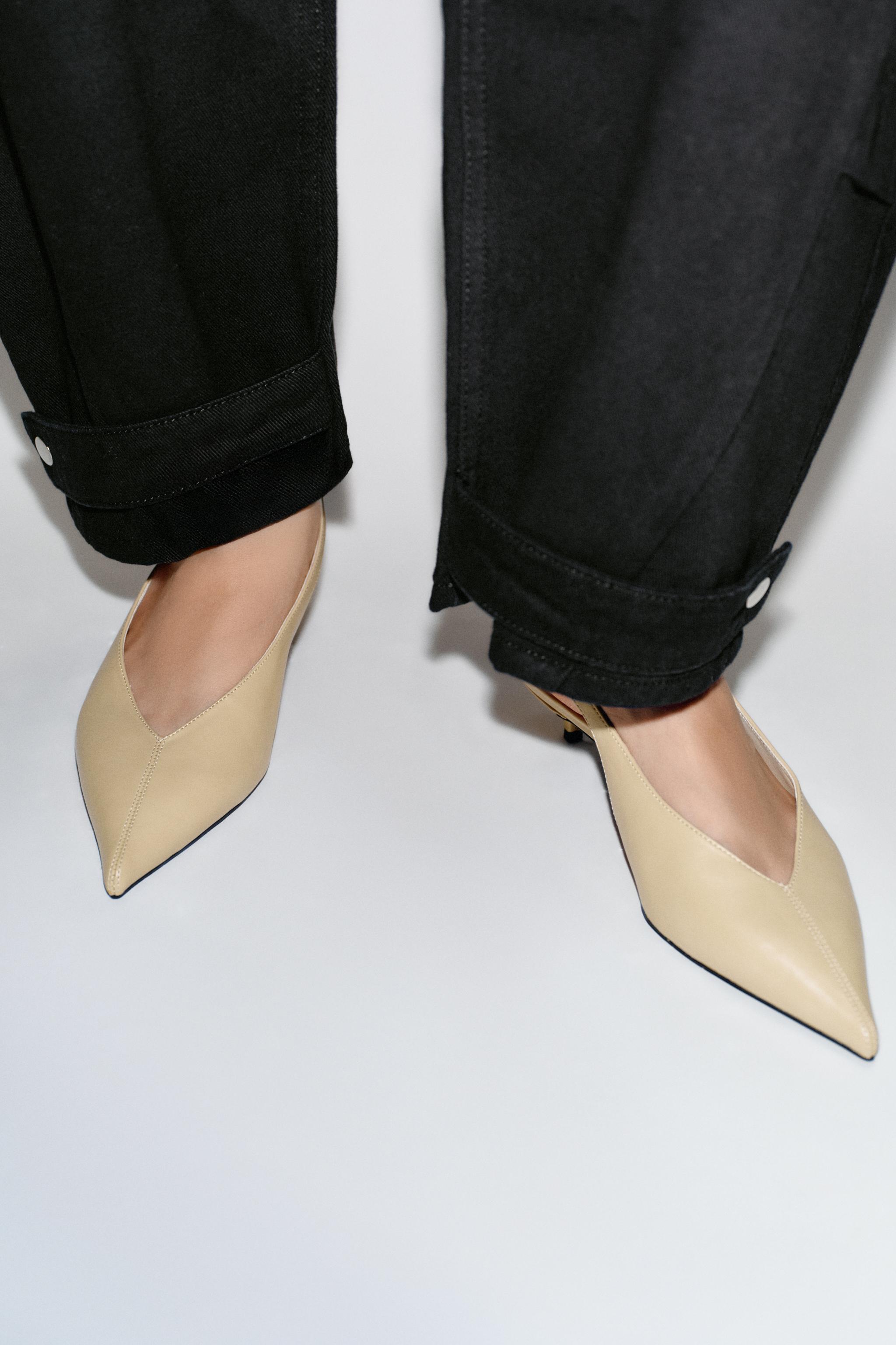 SLINGBACK KITTEN HEEL SHOES — Ecru White (alternate view)