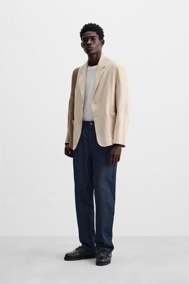 SUEDE LEATHER BLAZER - Sand by Zara - Image 0