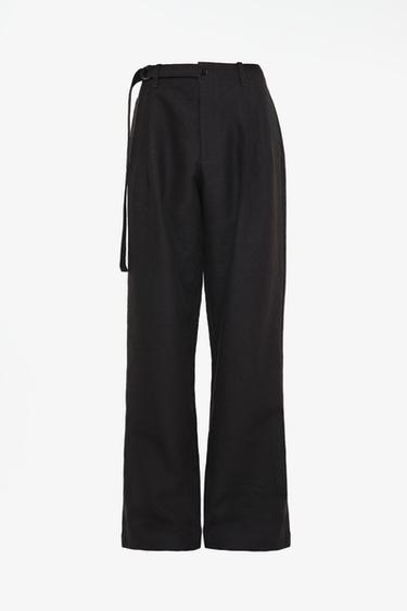 Zara LIMITED EDITION RELAXED FIT PLEATED SUIT PANTS - Black