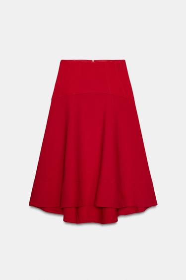 ZW COLLECTION CAPE MIDI SKIRT - Red by Zara