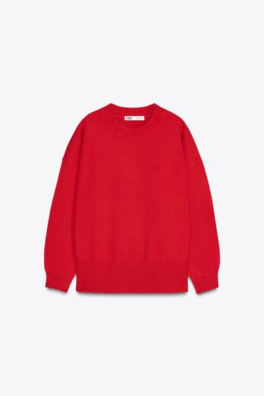 PLAIN KNIT SWEATSHIRT - Red by Zara