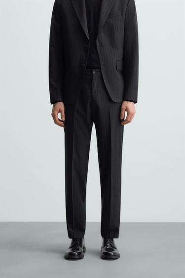 PANTALÓN TRAJE RAYA DIPLOMÁTICA - Marino de Zara