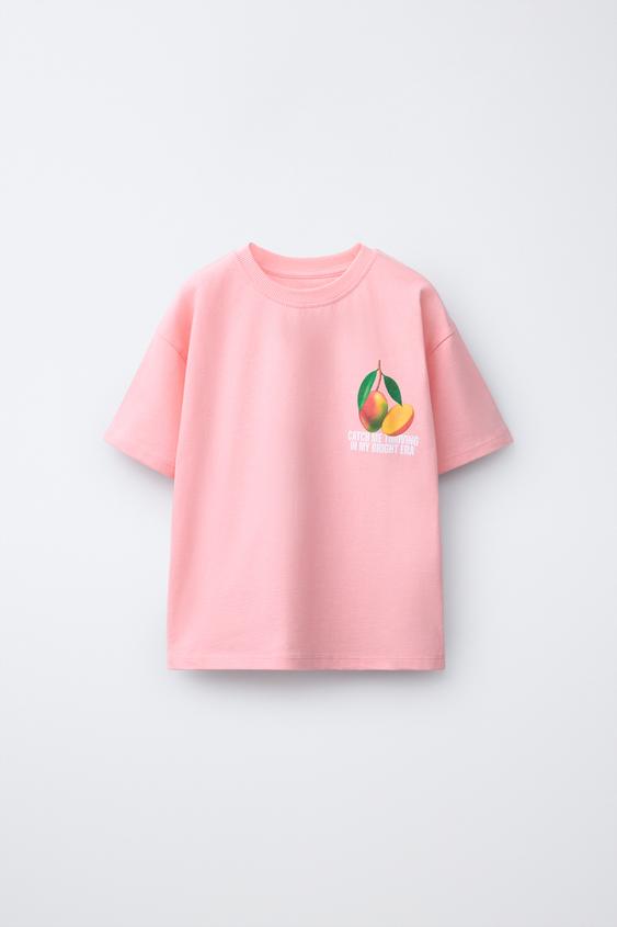 CAMISETA ESTAMPADO - Rosa / Blanco de Zara - Imagen 0
