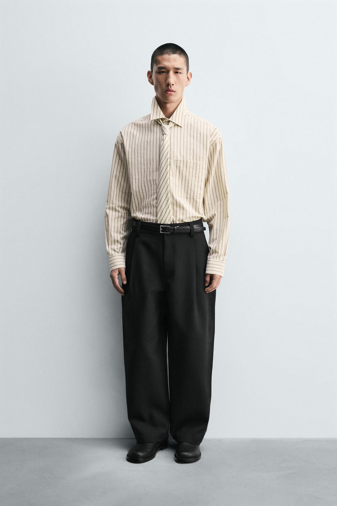 КОМБИНИРОВАННАЯ РУБАШКА В ПОЛОСКУ От ZARA С ГАЛСТУКОМ