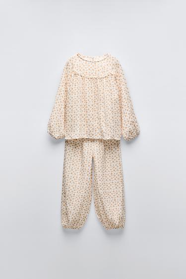 Zara 6-14 YEARS/ FLORAL PAJAMAS - Ecru