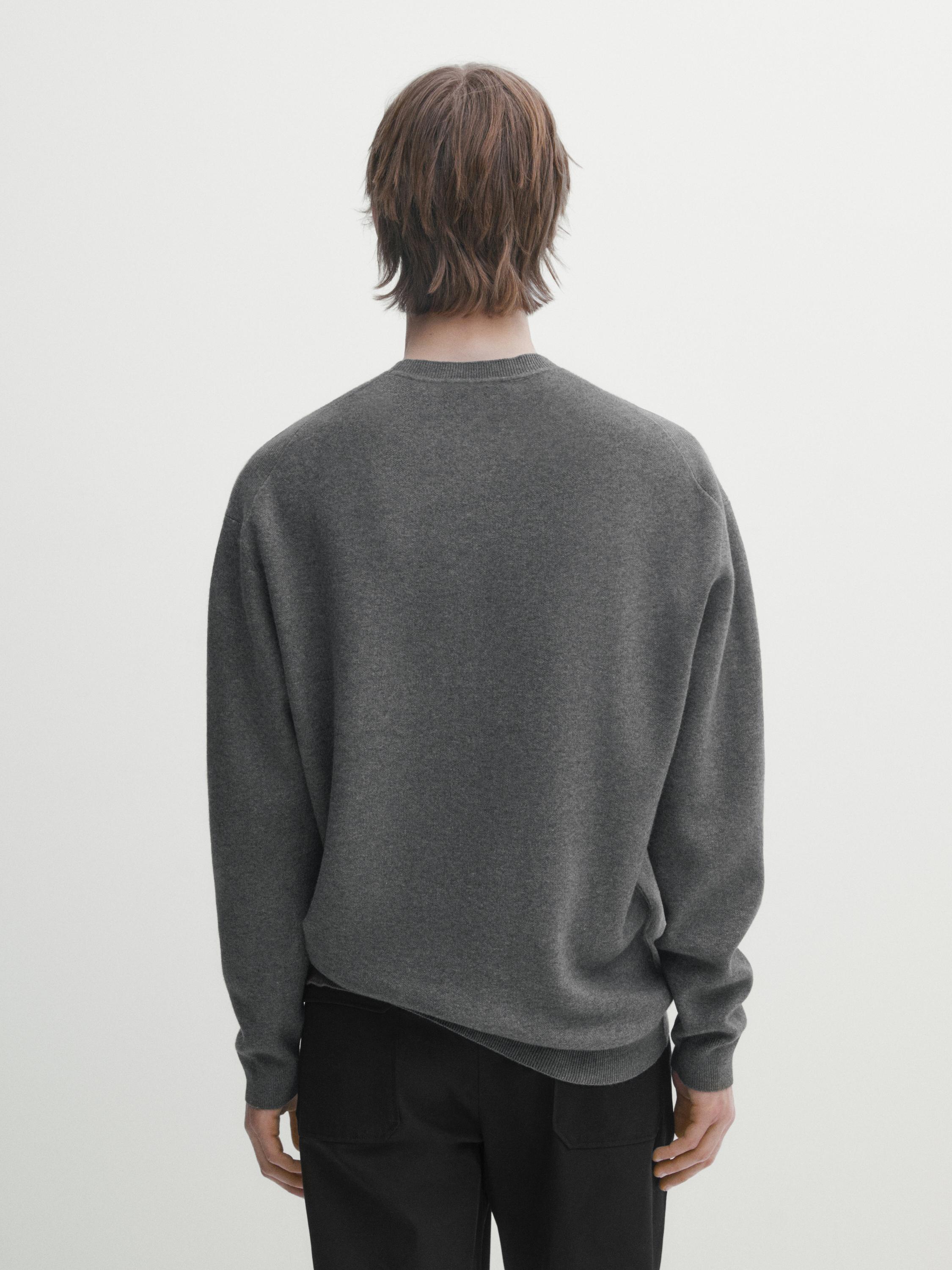 Crew neck knit jacquard sweater - Anthracite grey | ZARA United States