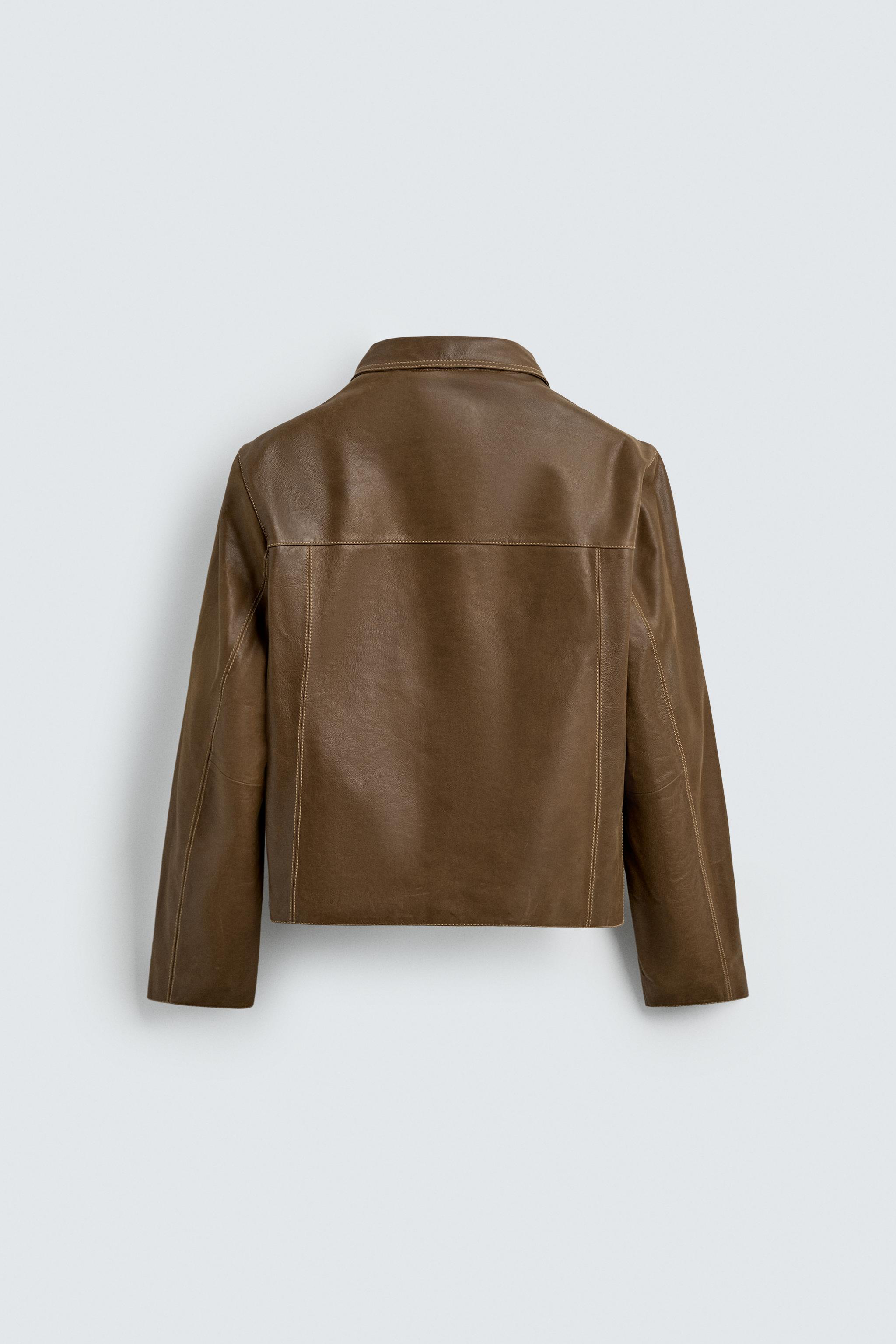 BLOUSON EN CUIR À SURPIQÛRES