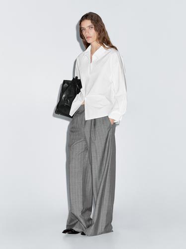 Zara Loose-fitting 100% cotton poplin shirt - White