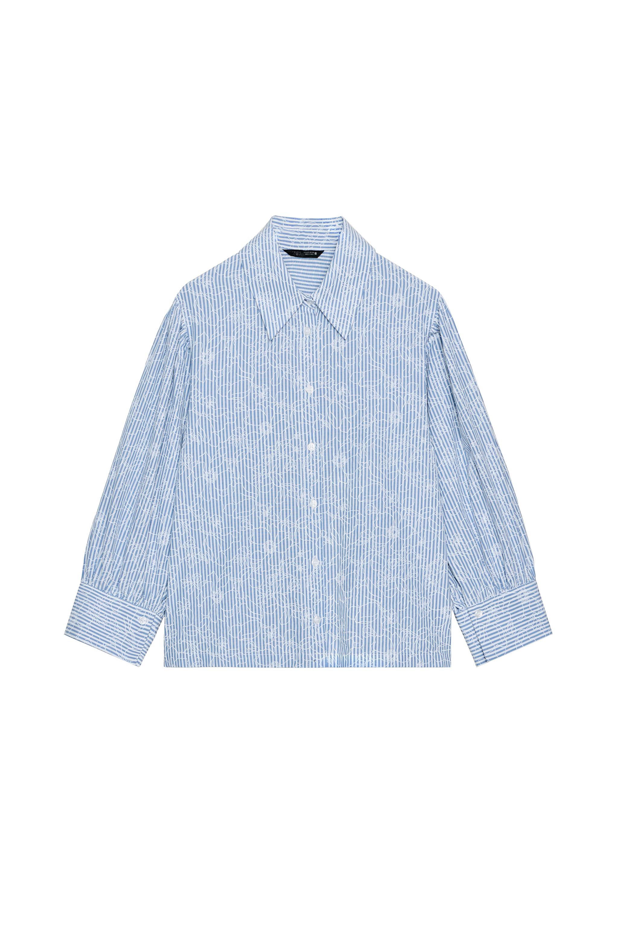 STRIPED FLORAL PRINT SHIRT - Blue / White | ZARA United States STRIPED FLORAL PRINT SHIRT - Blue / White | ZARA United States