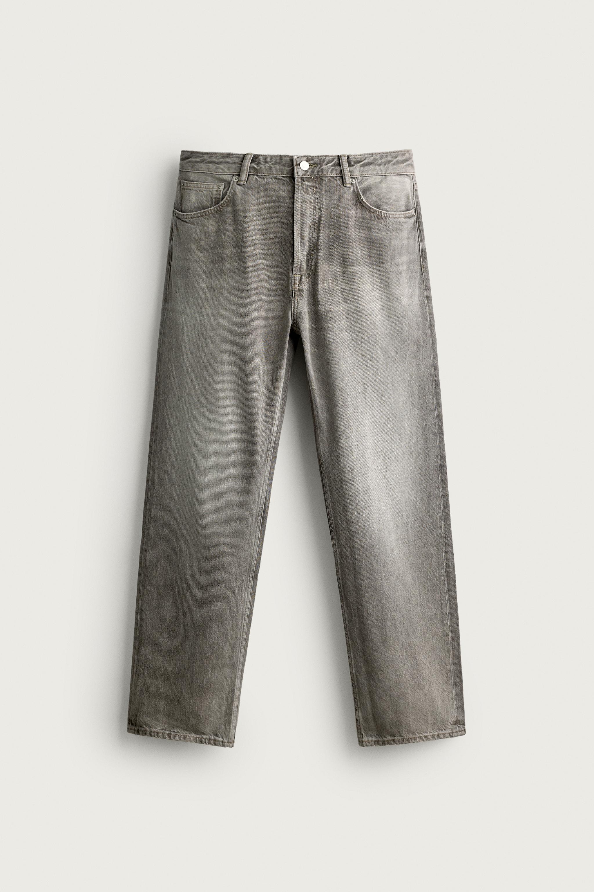 STRAIGHT-LEG JEANS — Grey