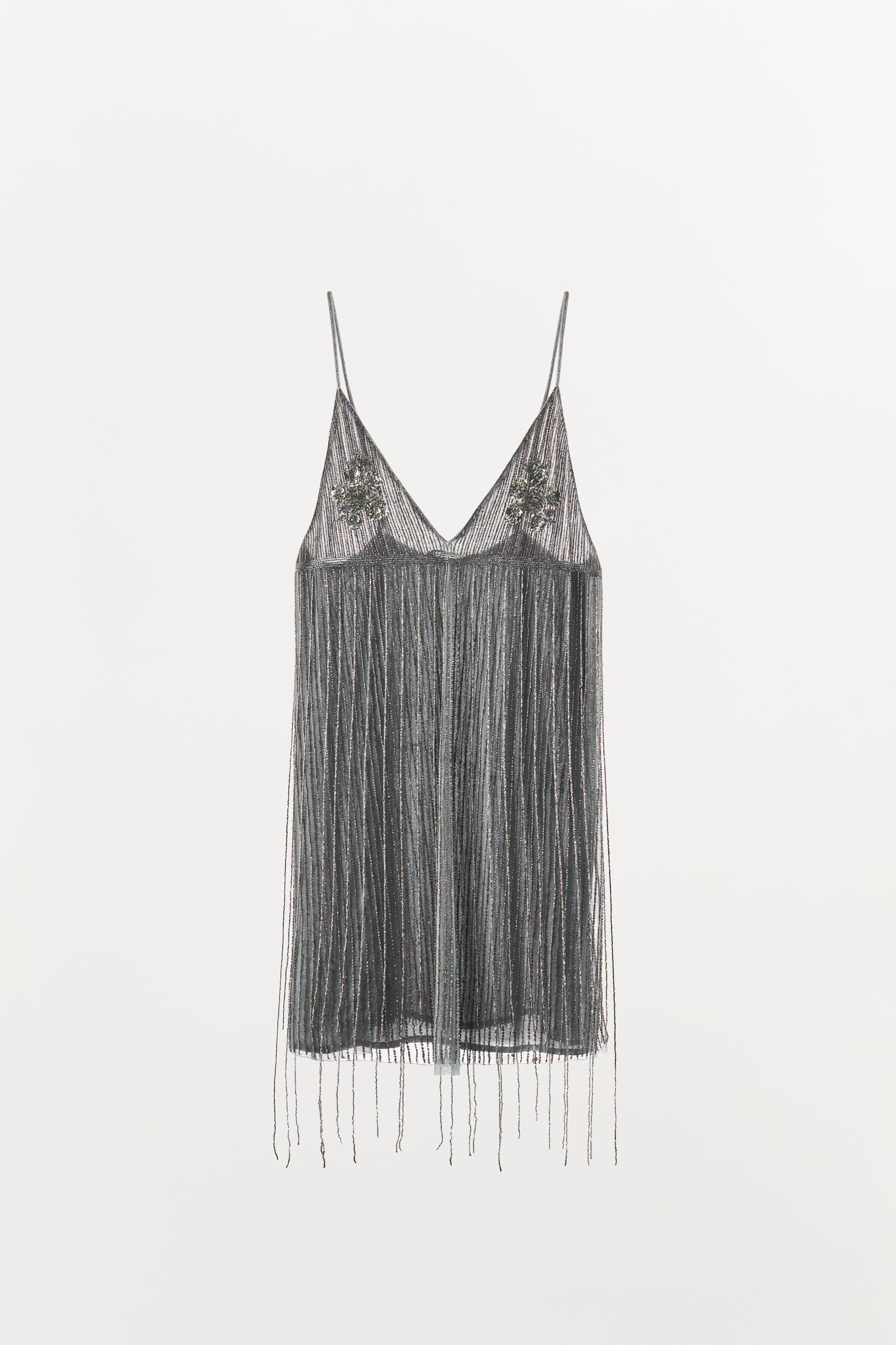 SHORT FRINGED BEADED DRESS