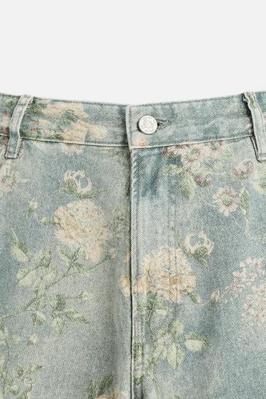 FLORAL PRINT CARPENTER POCKET BERMUDA SHORTS - Printed by Zara - Image 7