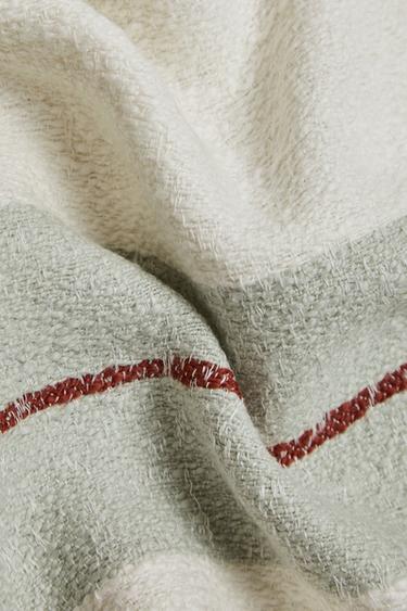 COUVERTURE COTON LIN RAYURES - Gris de Zara