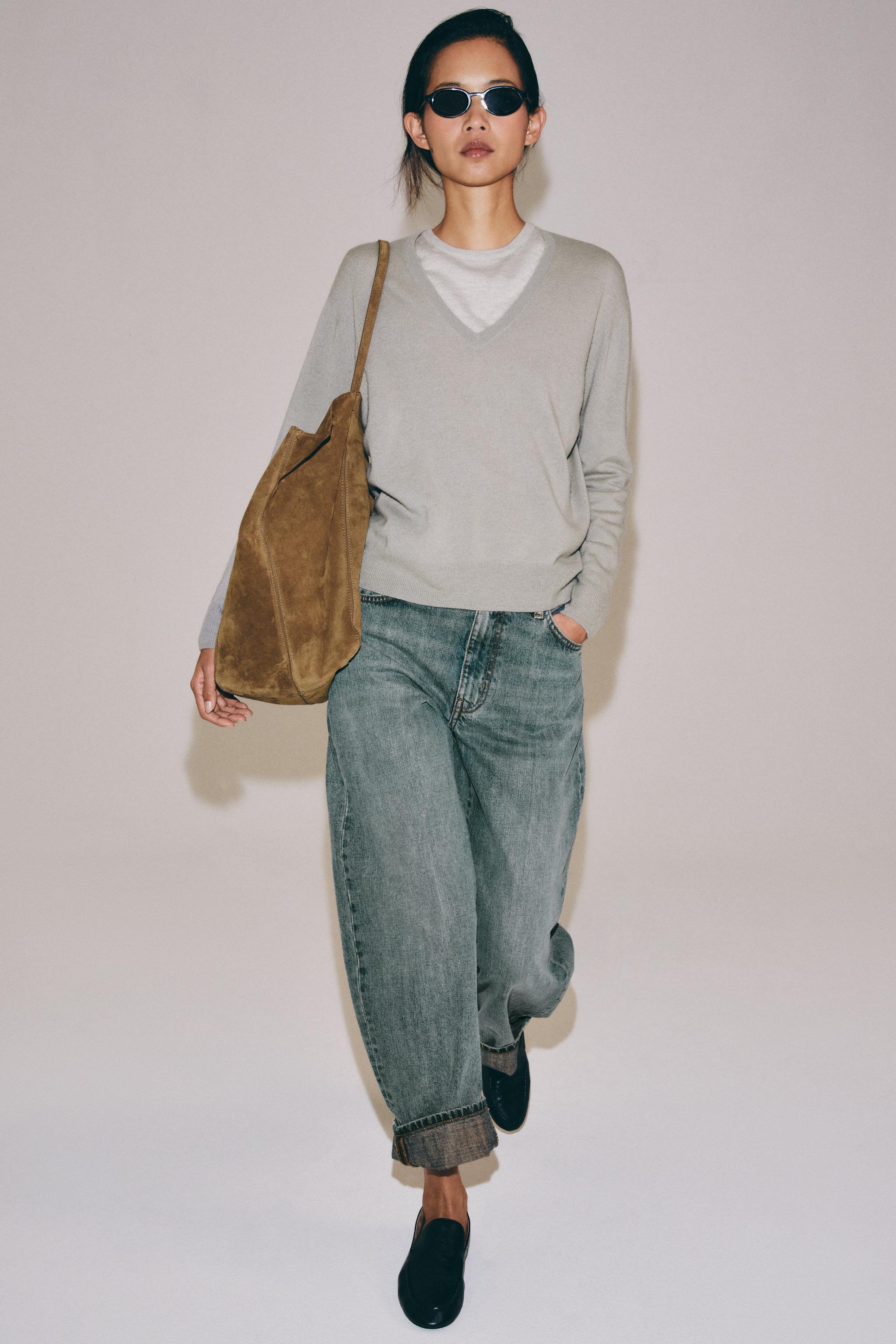 Женские свитеры Zara EXTRA SOFT 100% WOOL V-NECK JUMPER — фото 3