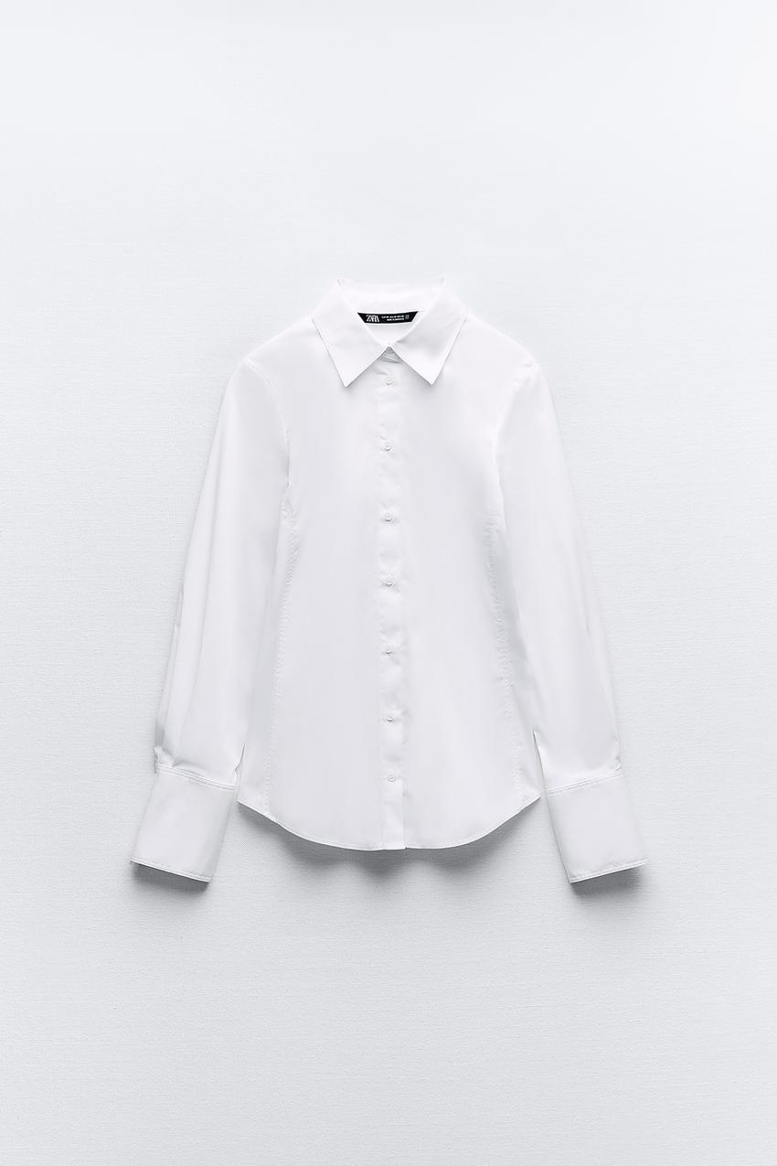 Camisa Mujer Blanca Oxford Lunares