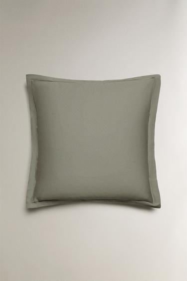 SATEEN PILLOWCASE WITH TRIM (300 THREAD COUNT) - Blue / Green by Zara - Image 1