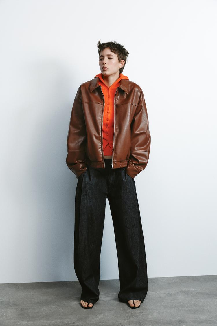 Zara Bomber Zara Fake Leather Jacket LEATHER EFFECT BOMBER JACKET