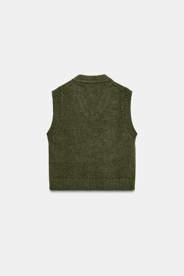 TOP GILET EN MAILLE SOFT - Vert chiné de Zara - Image 6