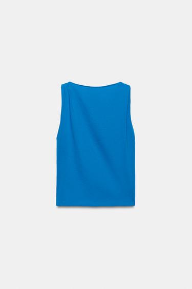 T-SHIRT DRAPÉ SANS MANCHES - Bleu électrique de Zara - Image 4