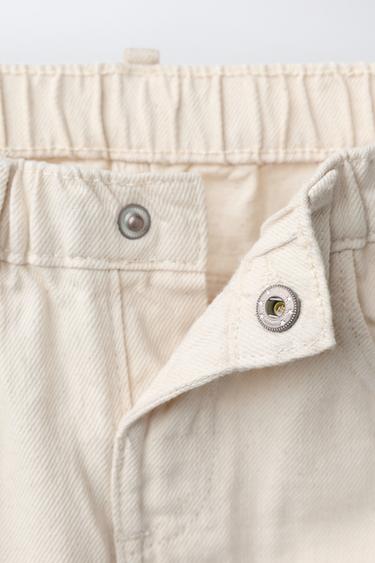 EMBROIDERED TWILL BARREL TROUSERS - Ecru by Zara - Image 2