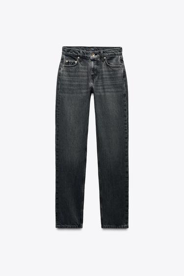 Zara ZW COLLECTION LOW RISE STRAIGHT LEG JEANS - Black