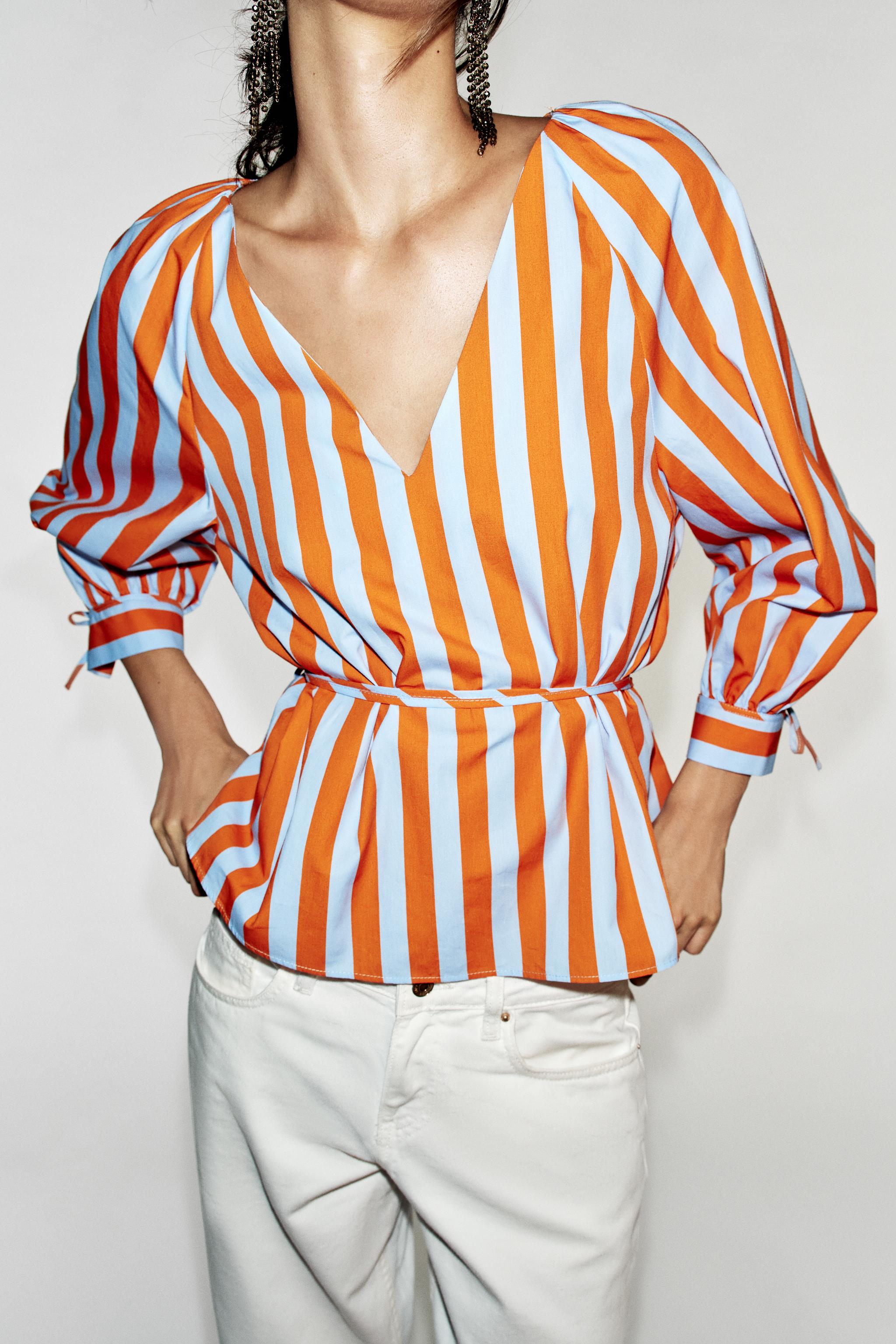 STRIPED SHIRT WITH SLIM BELT