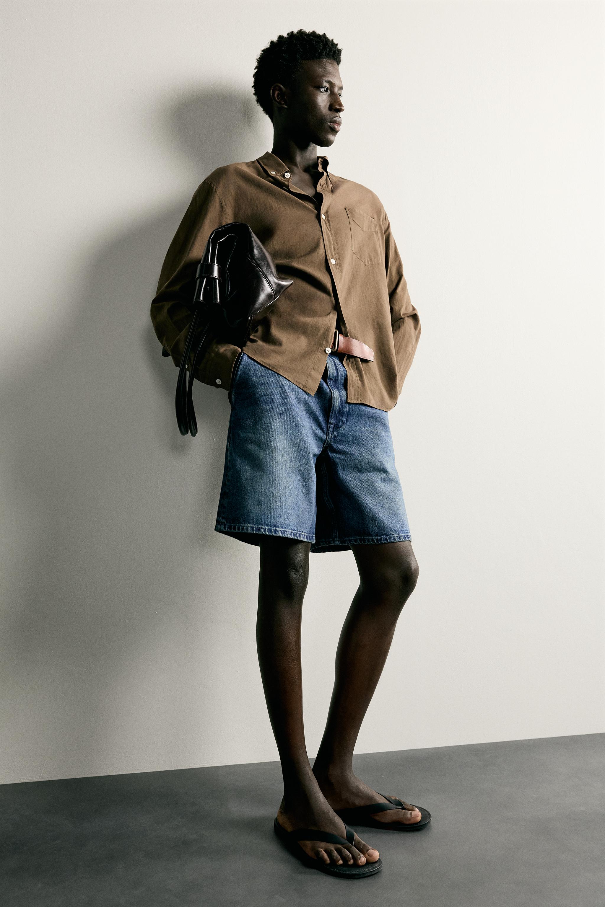 Мужские рубашки Zara COTTON VOILE SHIRT — фото 7