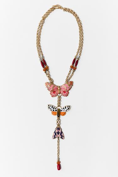BEADED BUTTERFLY NECKLACE - Multicoloured by Zara