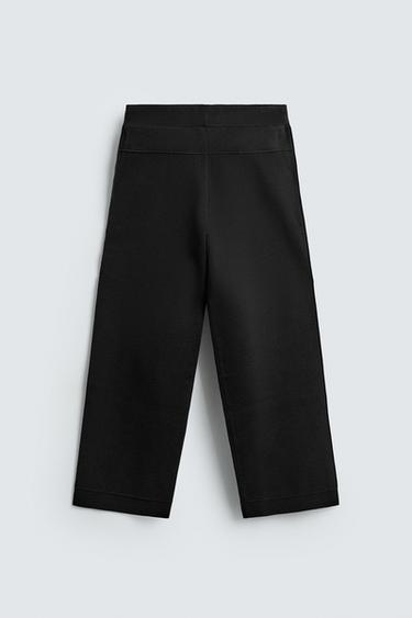 KNITTED WIDE-LEG TROUSERS - Black by Zara - Image 7