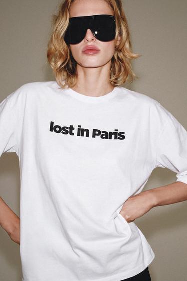 SLOGAN T-SHIRT - Oyster-white by Zara
