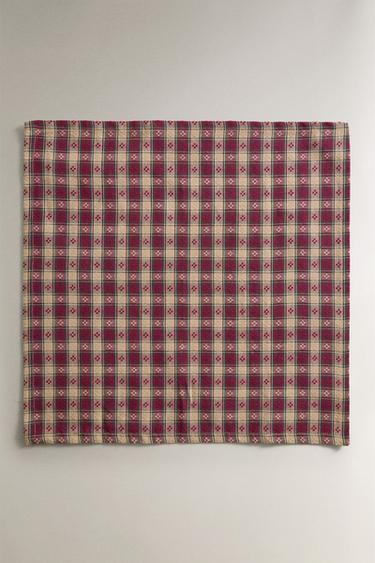 LOT DE SERVIETTES FIL TEINTÉ CARREAUX NOËL (LOT DE 2) - Rouge foncé de Zara - Image 1