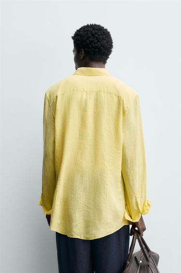 CHEMISE REGULAR FIT 100% LIN - Jaune de Zara - Image 2